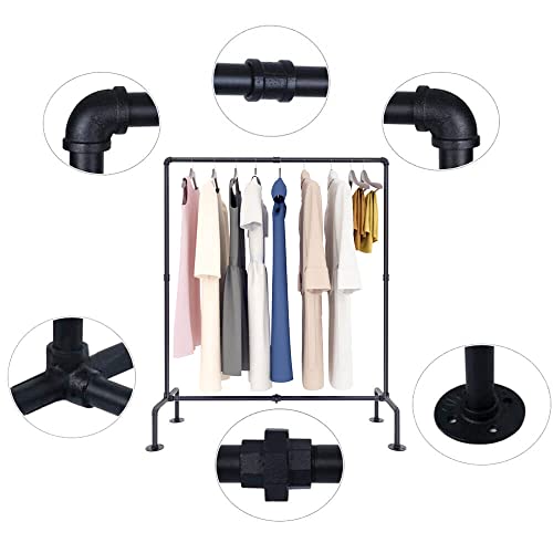 Oropy Clothes Rack Industrial Pipe Free Standing, Heavy Duty Detachable Garment Rack With 4 Stable Feet For Clothing Storage Display, Black #TOP3