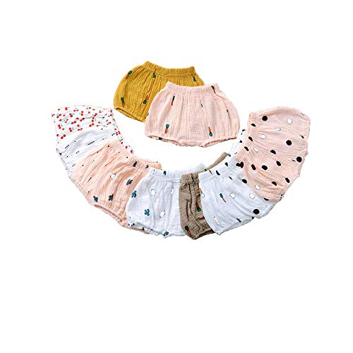 Menglo Unisex Baby Girls Boys Cotton Linen Blend Cute Bloomer Shorts Cartoon Carrot Loose Harem Shorts (Pink-Cactus, 0-3m)