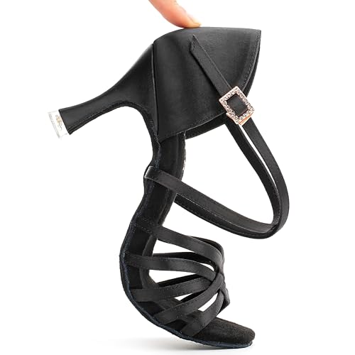 RoseMoli 3" Ballroom Dance Shoes Women Salsa Latin Dance Shoes for Woman Satin Professional Practice Performance for Dancing Heels4