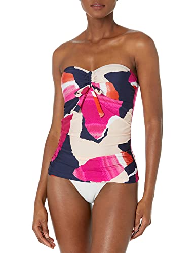 DKNY Top de biquíni feminino sem alças padrão, Rosa choque, X-Large