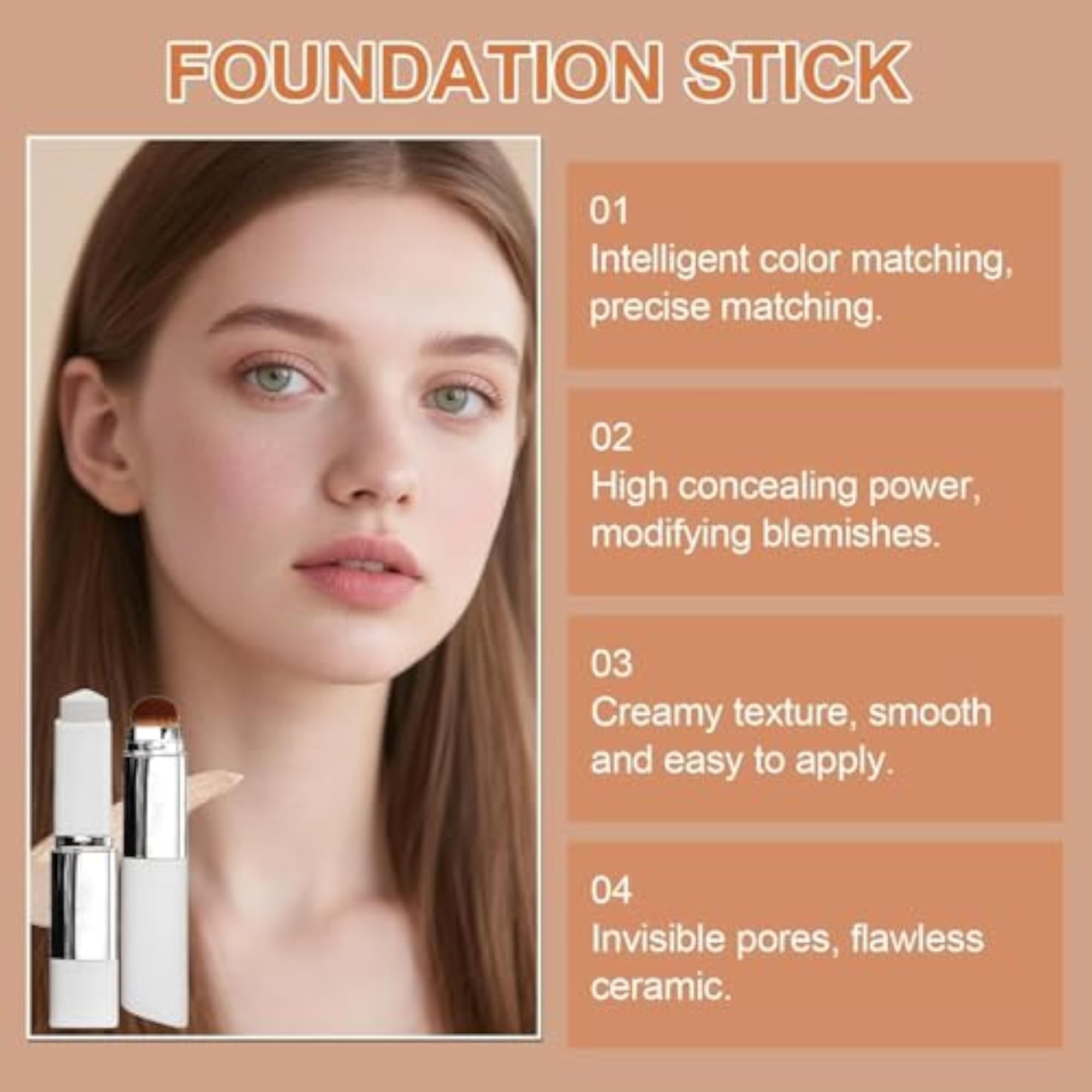 Changing Foundation Stick with Built-in Brush, Dark Skin Variant, 13g