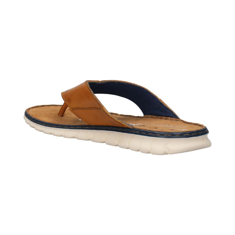 Image of Bugatti CORFU Cognac Leather Mens Thongs Sandals