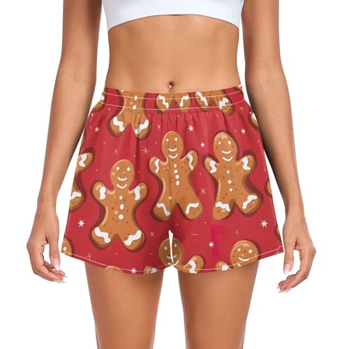 UMIRIKO Women's Athletic Shorts Gingerbread Christmas Running Shorts Sporty Short Gym Elastic Workout Shorts 202b5377