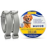 Collar Antiparasitos Perros 2PCS Natural Repelente Frente a Pulgas,Garrapatas y Mosquitos,Tamaño Ajustable e Impermeable para Mascota Pequeño Mediano Grandes (Gris)