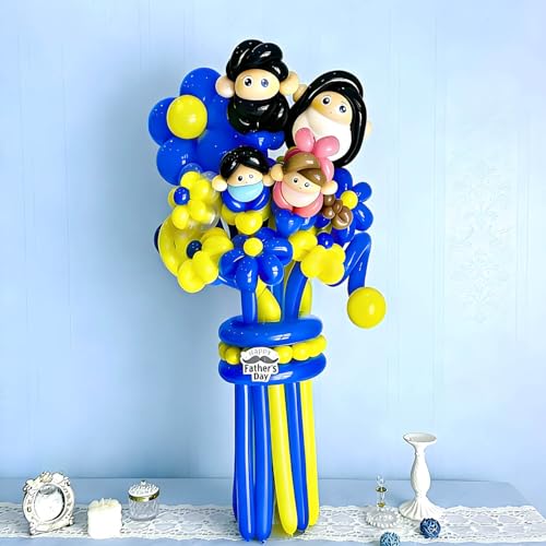 Image of 260 Blue Long Balloons for Balloon Garland Thickening Skinny Latex Twisting Animals Modeling Christmas Birthday Wedding Party Festival Decorations 100pcs