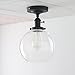 PERMO Semi Flush Mount Ceiling Light Black Hallway Light Fixture with Large 7.9