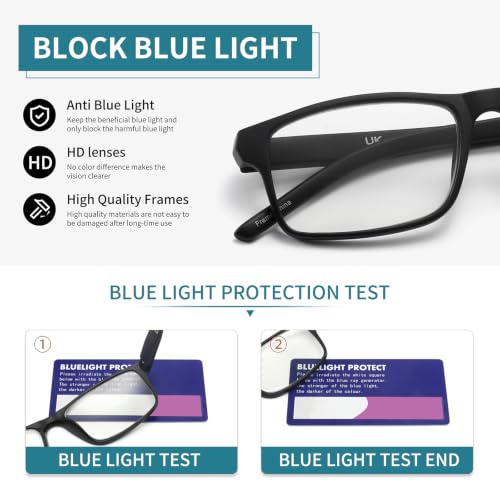 Image of 1.25 Professional Reading Glasses for Men for All Day - Computer Readers with Blue Light Protection -Spring Hinge- Value Pack