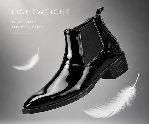 Image of Kraasa Men's Height Increasing Chelsea Boots | PU Leather Slip-On Ankle Boots | Comfortable Formal & Smart Casual Footwear