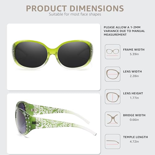 Image of LVIOE Polarized Sunglasses for Women Rhinestone Design Wrap Around Shades