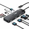 Lemorele Estación de acoplamiento USB C Monitor dual 10 en 1 triple pantalla portátil Hub adaptador multipuerto w/2 HDMI 4K+VGA+3 USB3.0/2.0+TF/SD 2.0+Audio+100W PD, USB C Dongle para Mac/Dell/HP/Lenovo/Surface