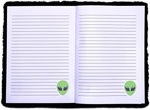 iscream Plush Fur Floating Glitter Applique Accent Book-Bound Lined-Page 8.5" Journal - Alien Contact image 5