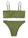 SweatyRocks Women's Sexy Bikini Set Removable Strap Wrap Padding Ribbed Swimwear Set Green M