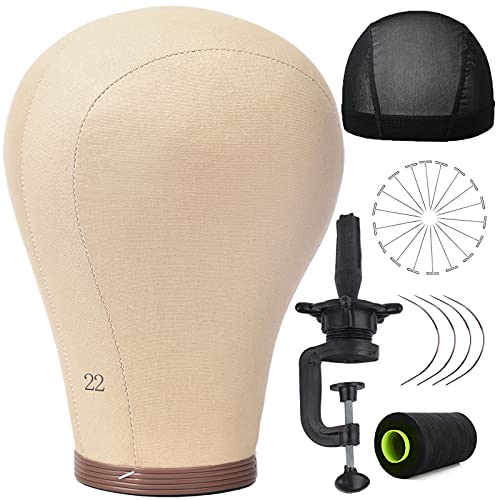 22 inch wig head cork canvas mannequin head with stand for wigs m…
