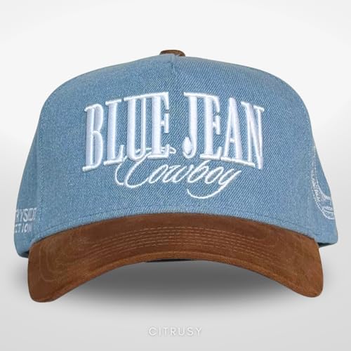 Image of Vintage Western Trucker Hat | Men & Women | Country Cute Caps for Cowgirls Cowboys | Camo Denim Embroidered Cotton | Snapback
