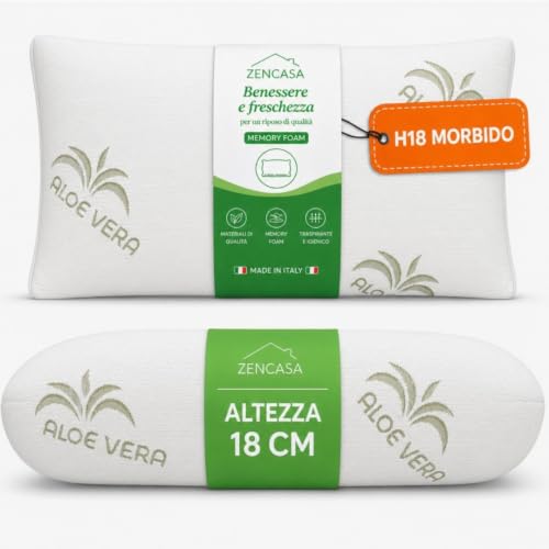 Sunwaves Cuscino Cervicale Memory Foam 70x40x18 cm – Made in Italy, Antirussamento