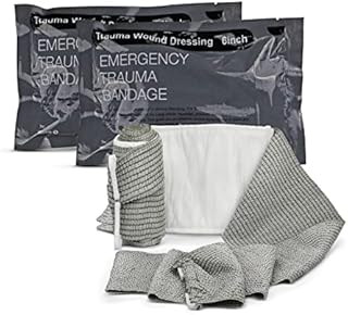 RISEN Israeli Bandage Vacuum Sterile Compression Bandages for First Aid Emergency Battle Wound Dressing Self-Rescue, 6 Inch, 2 Pack