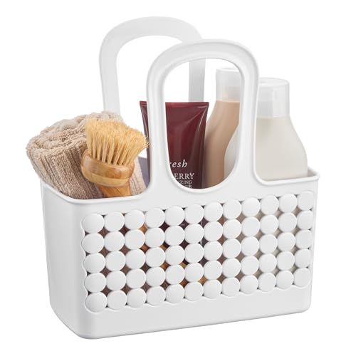 iDesign Portable Plastic Shower Tote Caddy with Handle for College Dorm or Bathroom - White - Made in USA