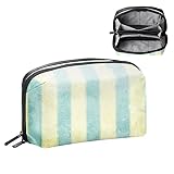 Yellow and Blue Stripes Makeup Bag Zipper Pouch Travel Cosmetic Organizer for Women and Girls