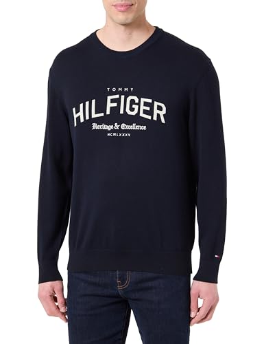 Tommy Hilfiger Sudadera Hombre Brand Identity con Cuello Redondo, Azul (Desert Sky), XL