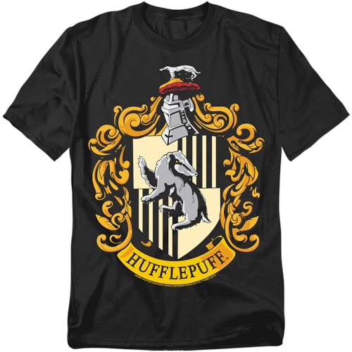Popfunk Harry Potter Hufflepuff Logo Adult Halloween Costume T Shirt (Small) Black