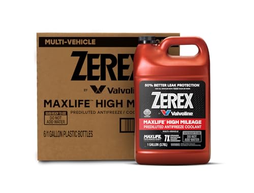 Zerex MaxLife High Mileage Multi-Vehicle 50/50 Ready-to-Use Antifreeze Coolant 1 Gallon (Pack of 6)