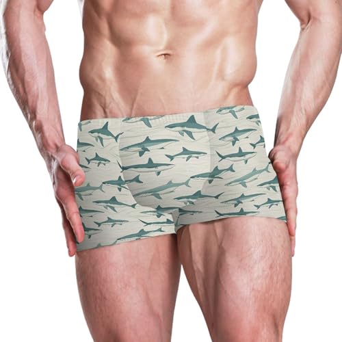 Cute Shark Mens Swim Trunk Swimwear Bathing Suit Swim Brief Square Leg Board Short S B04049732