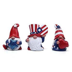 Hodao 3Pcs Patriotic Gnomes 4th of July Decorations American Independence Day Veterans Day Decorations Uncle Sam Tomte Stars and Stripes Nisse Handmade Scandinavian Ornaments Kitchen Tiered Tray