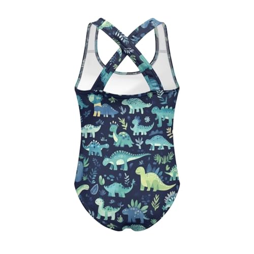 One-Piece Swimsuit for Girls Kids 5-14 with Cross-Back Straps2