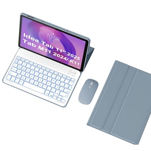 Lenovo Idea Tab 11'' 2025/ Tab M11 2024/ K11 (TB336FU/TB330FU) �p�L�[�{�[�h�P�[�X�A���E���}�O�l�b�g���o�b�N���C�g�t��Bluetooth�L�[�{�[�h,�u���[