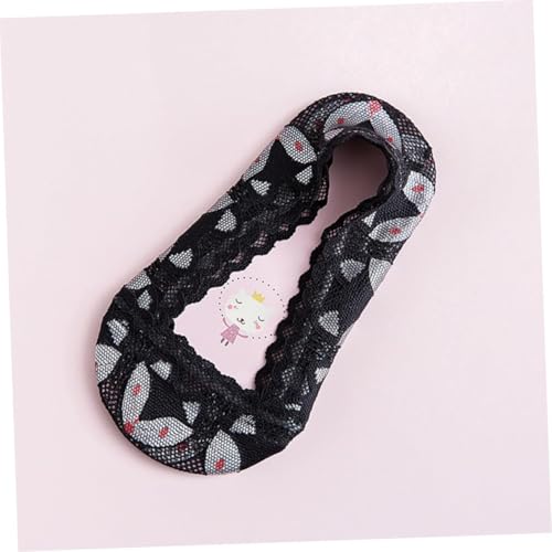 3pairs Anti-skid Cartoon Lace Low Cut Invisible Socks for Girls s - for Summer Random Colors2