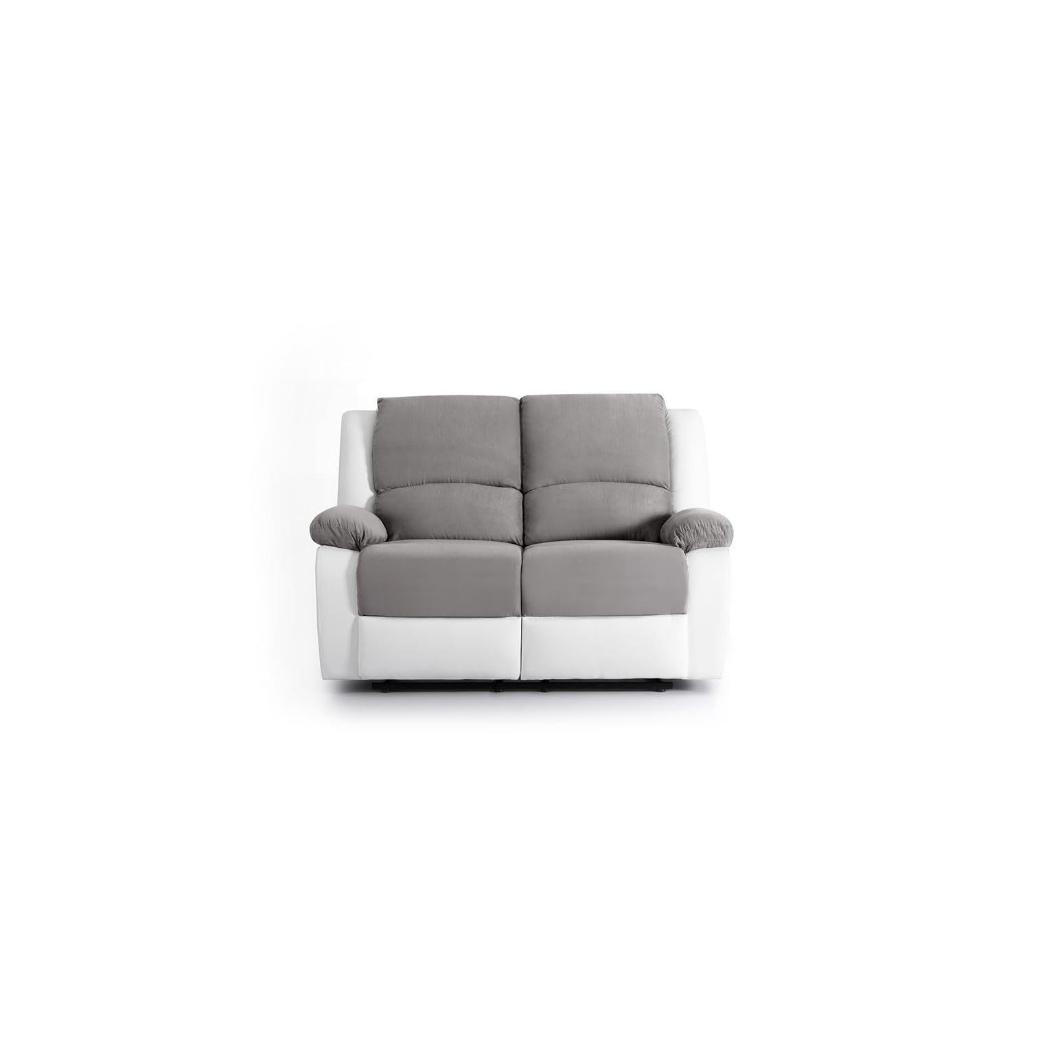 LOUNGITUDE - DETENTE - Canapé de relaxation - Manuel - 2 Places - En Simili/Microfibre - Gris/Blanc -L143cm