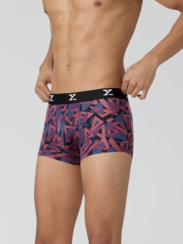 Image of XYXX Men's Shuffle Micromodal Regular Fit Printed Antimicrobial Trunks with No Marks Waistband (Pack of 3)