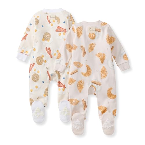 Image of Burt's Bees Baby unisex-baby Sleep & Play, Organic One-piece Romper-jumpsuit Pj, Zip Front Footed Pajama