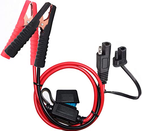 YETOR Pince crocodile SAE - Fermeture rapide - Adaptateur de pince crocodile avec pince SAE 2FT 10 AWG - Câble de raccordement de charge pour voitures, motos (pince SAE) Cover