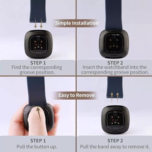Image of YODI Watch Band Compatible with Fitbit Versa 4 / Fit bit Versa 3 / Fitbit Sense /Sense 2 Band, Soft Replacement Silicone Wristband for Women Flexible Waterproof Sport Watch Strap for Men Large