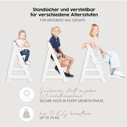 roba Treppenhochstuhl Sit Up III - Mitwachsender Baby Hochstuhl - ab 6 Monaten - Kinderhochstuhl aus Holz weiß - Stuhl bis 50 kg belastbar… – Ansicht 5
