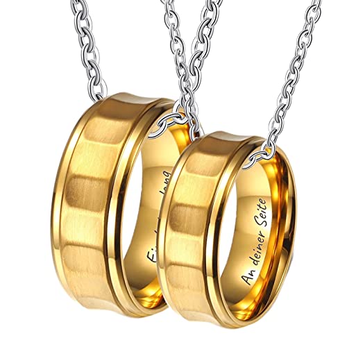 Cadenas para parejas en acero inoxidable regalo de aniversario oro