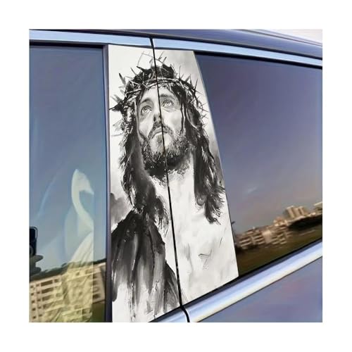 Autocollants de poteau de porte de voiture Jésus film brillant 2 Pcs