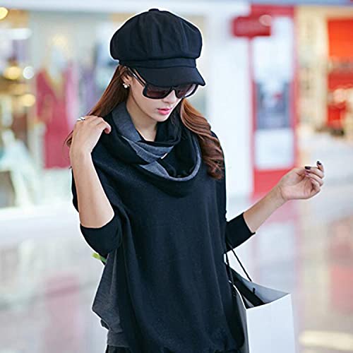 Aiditrend Newsboy Caps Women Newsboy Gatsby Cap Octagonal Baker Peaked Beret Driving Hat Female Sunscreen Hats Painter Tour Cap (Black), One Size #TOP4