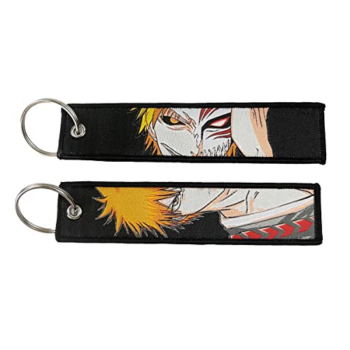 Image of 1 Pack Anime Keychain Tag Jet Tag Key Chain Cartoon Embroidered with Key Ring for Motorcycles Car Accessories