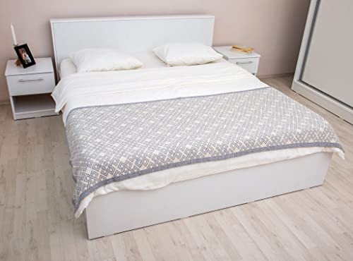 Saol Aran Soft Bed Scarf Made Of Blend Wool Ireland With Celtic Knot For Bedroom Home Hotel (Grey, Single 59"X32") #TOP22