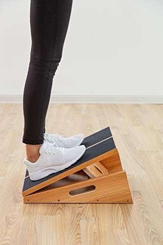 Professional Wooden Slant Board, Adjustable Incline Board and Calf Stretcher, Stretch Board - Extra Side-Handle Design for Portability - 16" X 12.5", 5 Positions