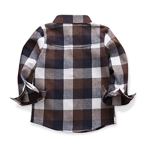 Image of OCHENTA Men's & Boys Flannel Shirts Button Down Long Sleeve Plaid Shirt Family Matching Outfits