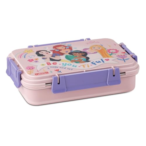 Image of JAYPEE Toon Box 3 Princess Inner Stainless Steel Insulated 3 Cavity Lunch Box for School Kids |Airtight Leakproof Tiffin Box with 2 Additional Lock |100% Food Grade| 625 ml, Pink
