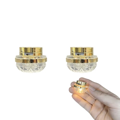 2 pcs 1:12 Scale Miniature Dollhouse Ceiling Lights Mini Gold Led Battery Operated for Doll House Decoration Accessories