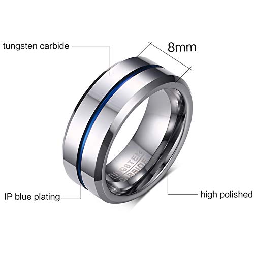 SHELOVES Wedding Rings Set for Couple Womens Cz Sterling Silver Mens Blue Tungsten Bands Him and Her3