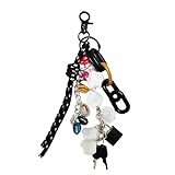 Hongvarey Cute Keychain Charms for Women Keychain Pendant for Purse Handbag Backpacks Fashion Bag Accessories-Black