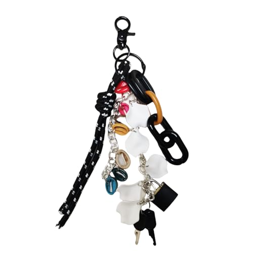 Hongvarey Cute Keychain Charms for Women Keychain Pendant for Purse Handbag Backpacks Fashion Bag Accessories-Black