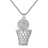 Punk Cool Basketball Football Soccer Hiphop Stainless Steel Chunky Chain Cubic Zircon Necklace Friendship Couple Sports Fans Memorial Jewelry for Men Women-silver zircon