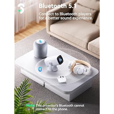 SOOMFON Mini Projector 1080P Support - Portable Small Video Movie Projector Bluetooth 5.1 Auto Keystone Electric Focus for Bedroom/Wall/Home/Outdoor/iPhone/Android/TV Stick